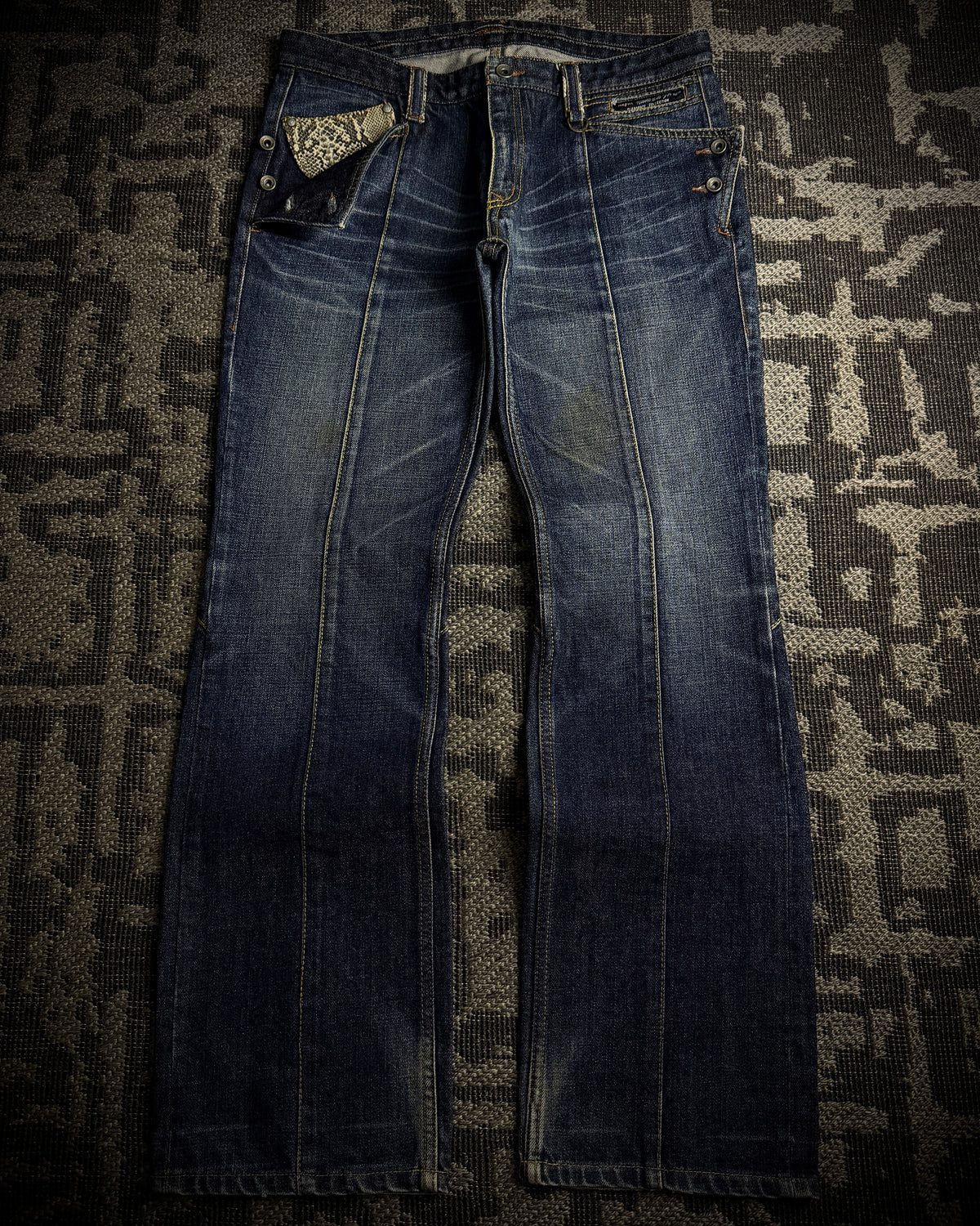 Nicole Club for Men Python Detail Boot Cut Jeans