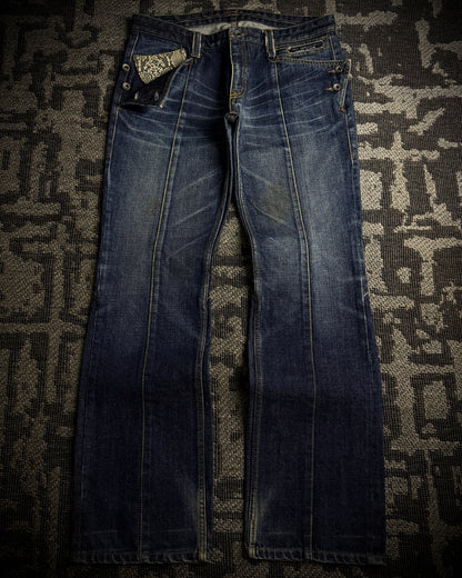 Nicole Club for Men Python Detail Boot Cut Jeans