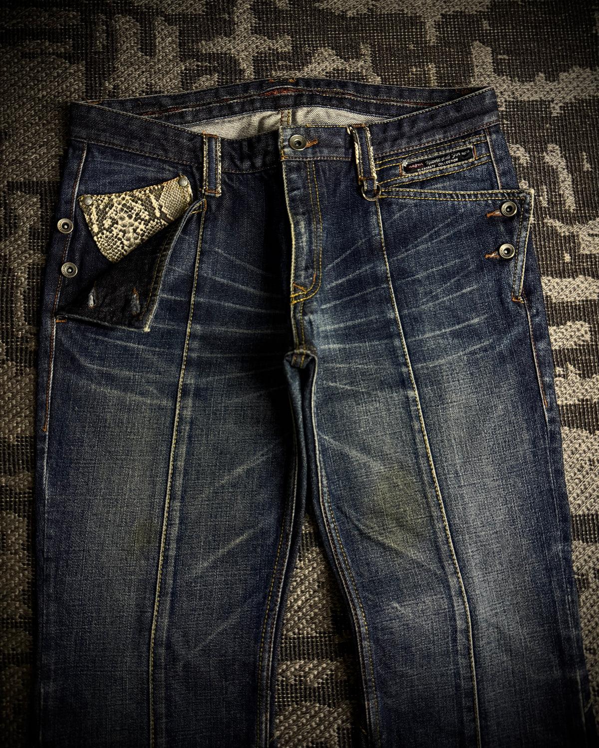 Nicole Club for Men Python Detail Boot Cut Jeans