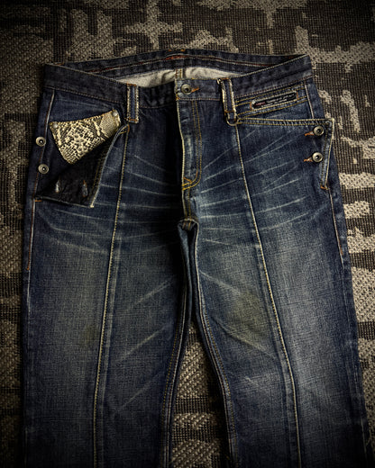 Nicole Club for Men Python Detail Boot Cut Jeans