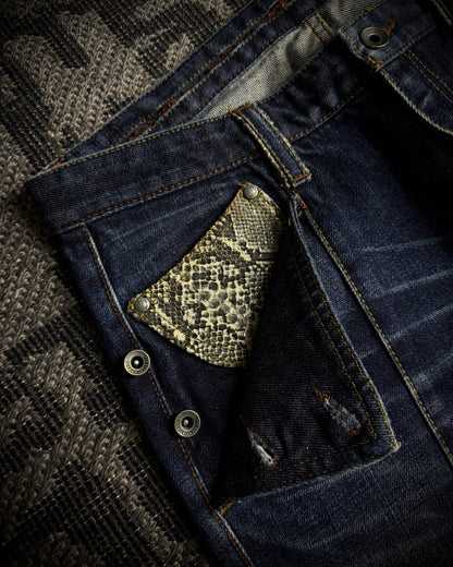 Nicole Club for Men Python Detail Boot Cut Jeans