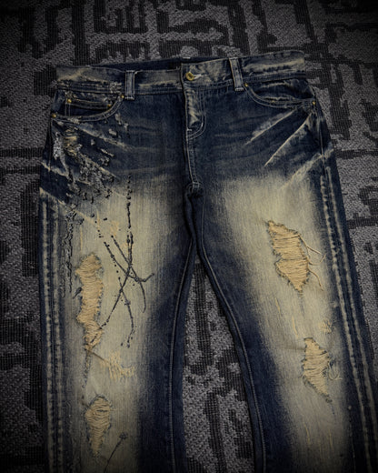 LA GATE Claw Mask Glitter Slight Flare Jeans