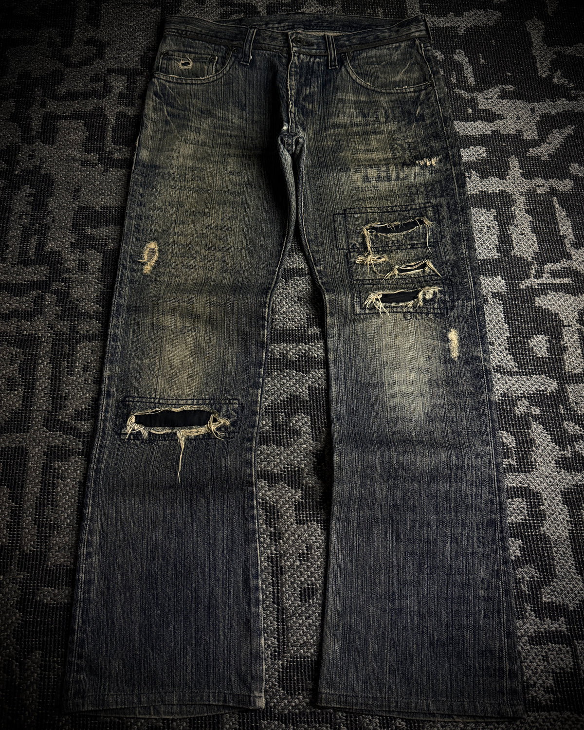 Edge Rupert Text Print Panel Straight Jeans