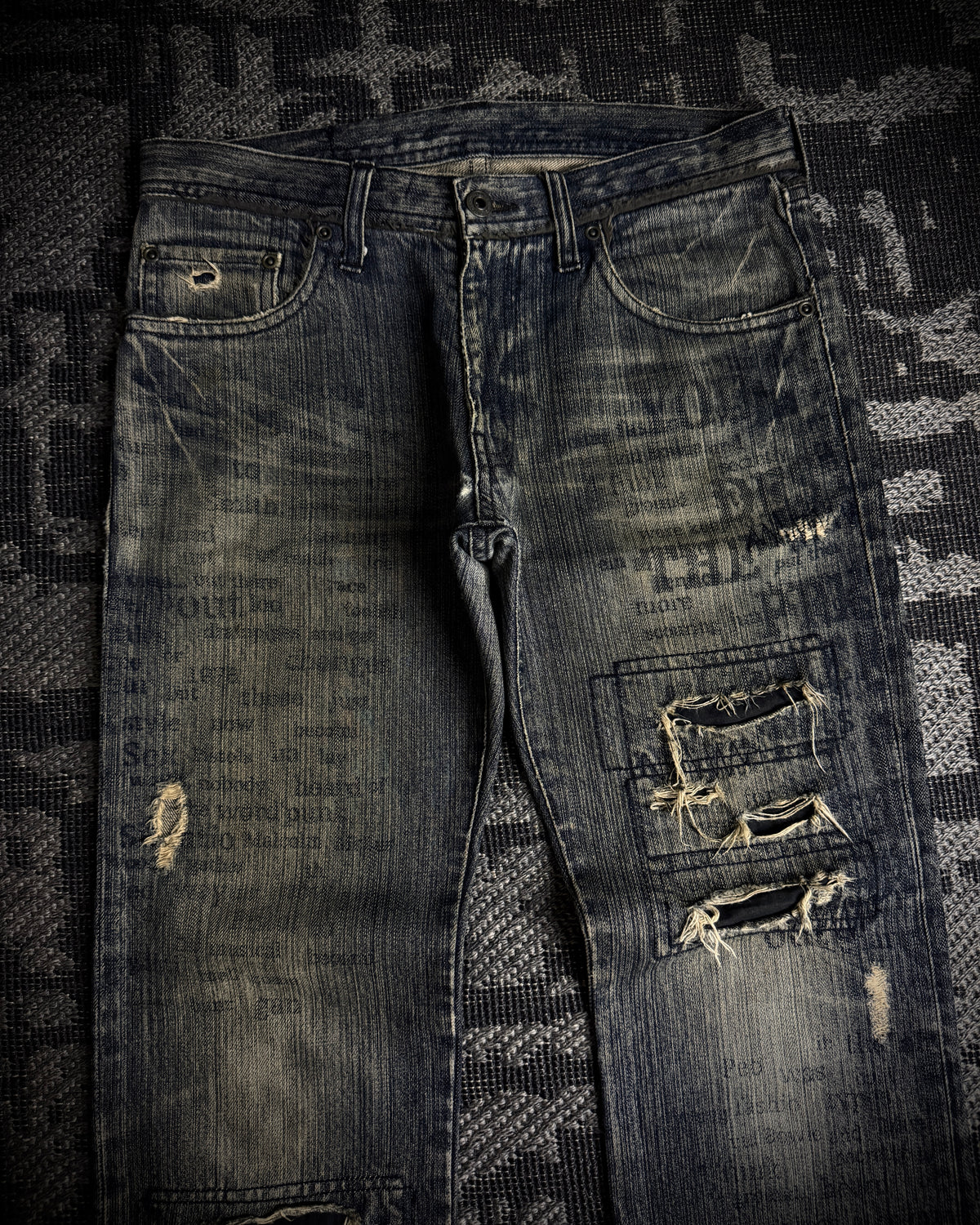 Edge Rupert Text Print Panel Straight Jeans