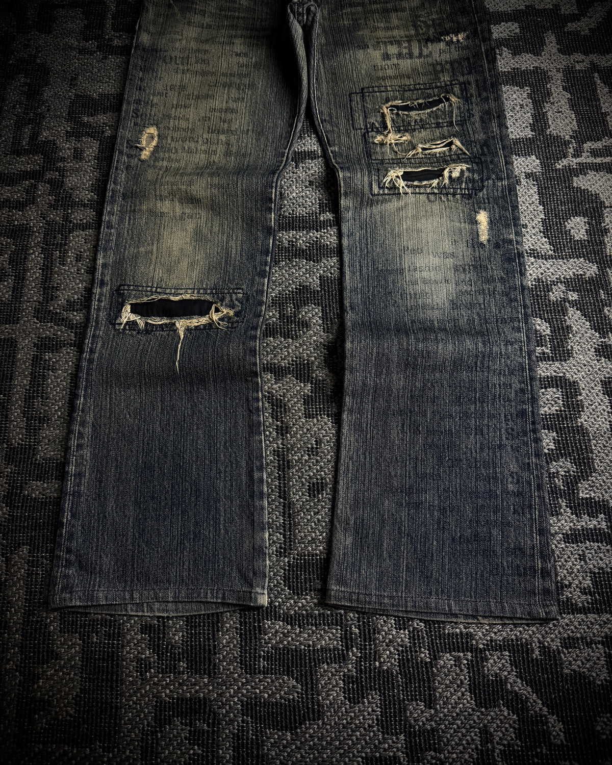 Edge Rupert Text Print Panel Straight Jeans