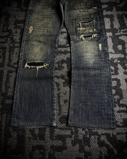 Edge Rupert Text Print Panel Straight Jeans