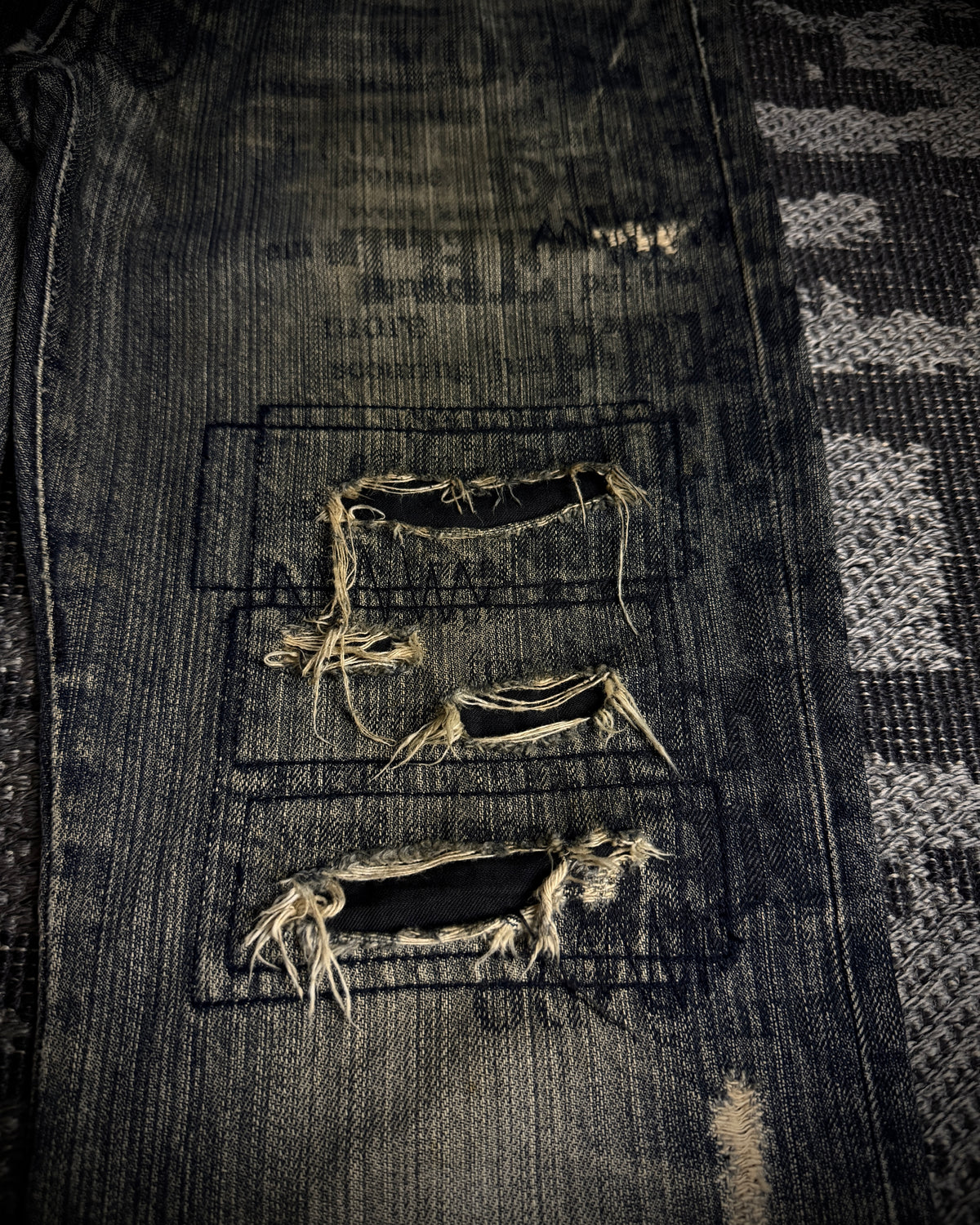 Edge Rupert Text Print Panel Straight Jeans