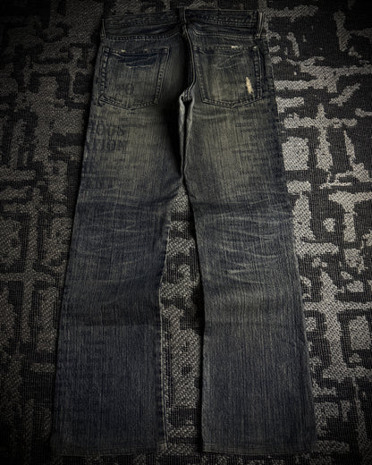 Edge Rupert Text Print Panel Straight Jeans