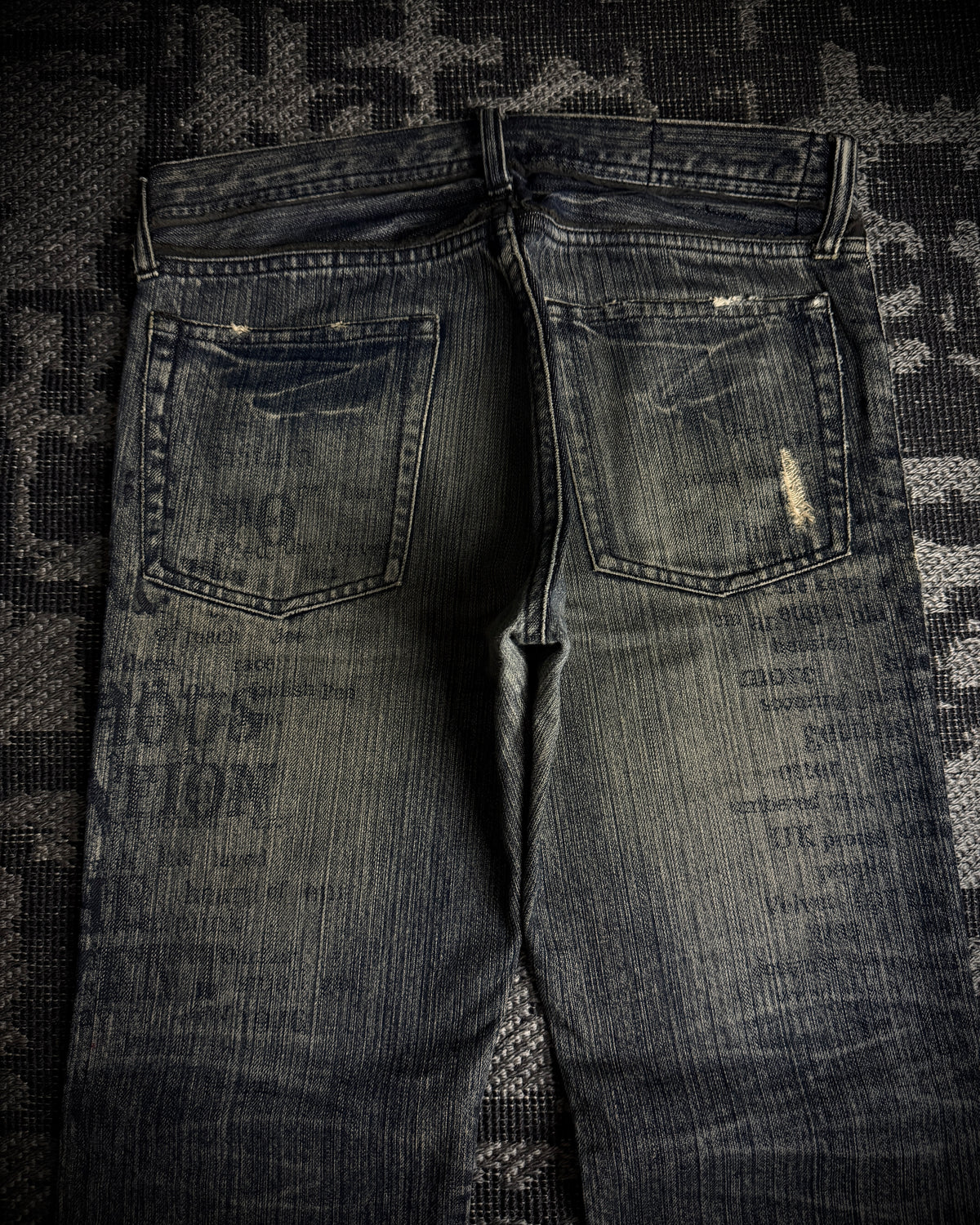 Edge Rupert Text Print Panel Straight Jeans