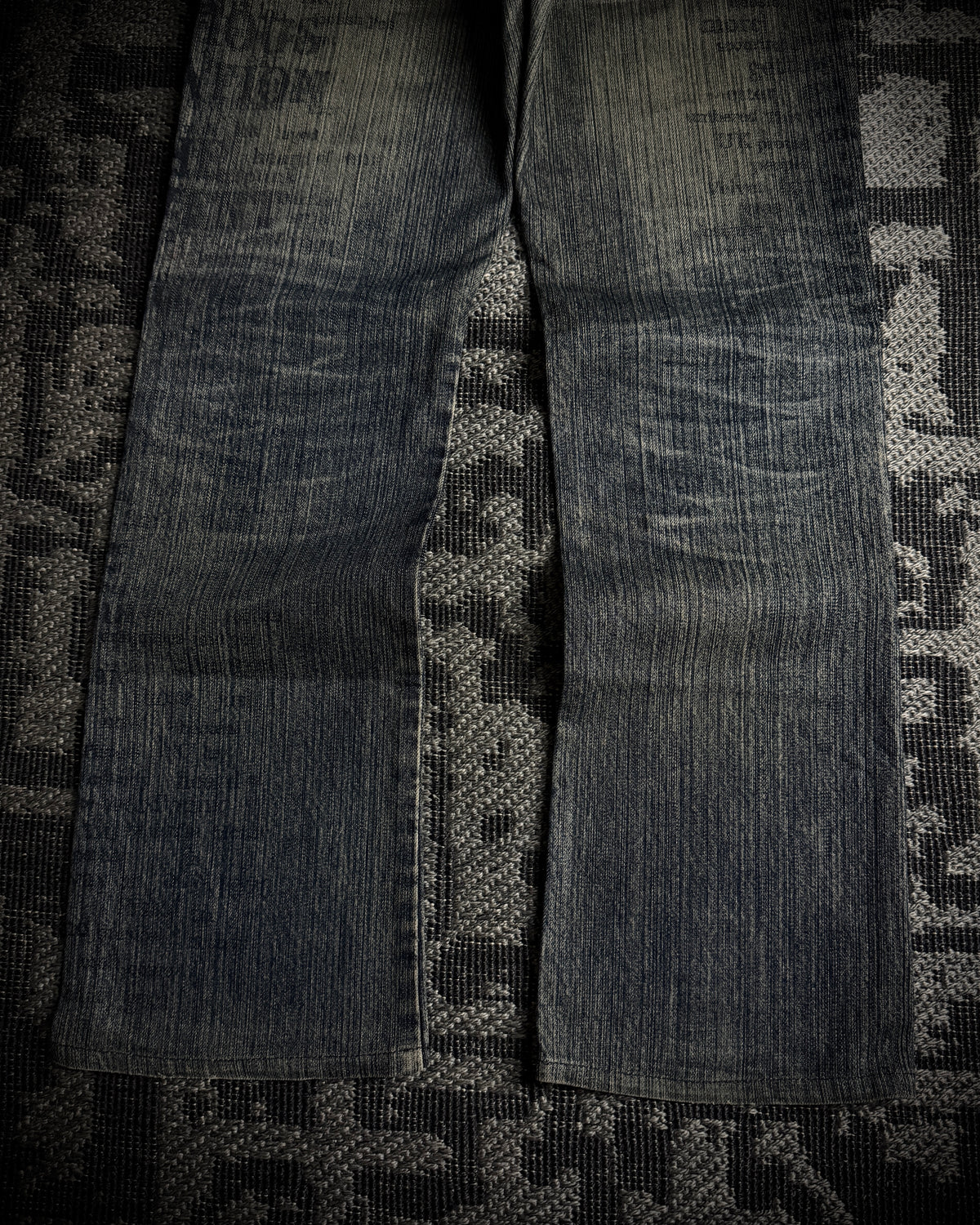 Edge Rupert Text Print Panel Straight Jeans