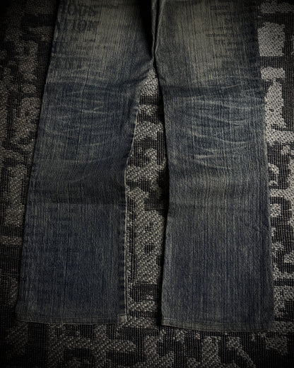 Edge Rupert Text Print Panel Straight Jeans