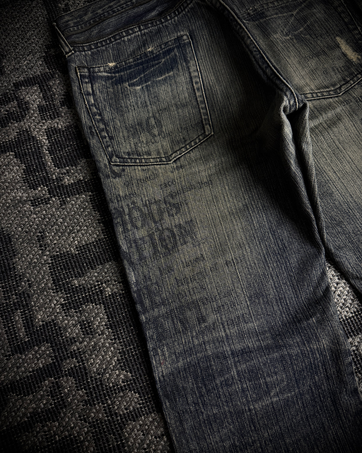 Edge Rupert Text Print Panel Straight Jeans