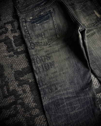 Edge Rupert Text Print Panel Straight Jeans