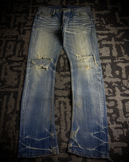 Jackrose Faded Destroyed Boot Cut Jeans