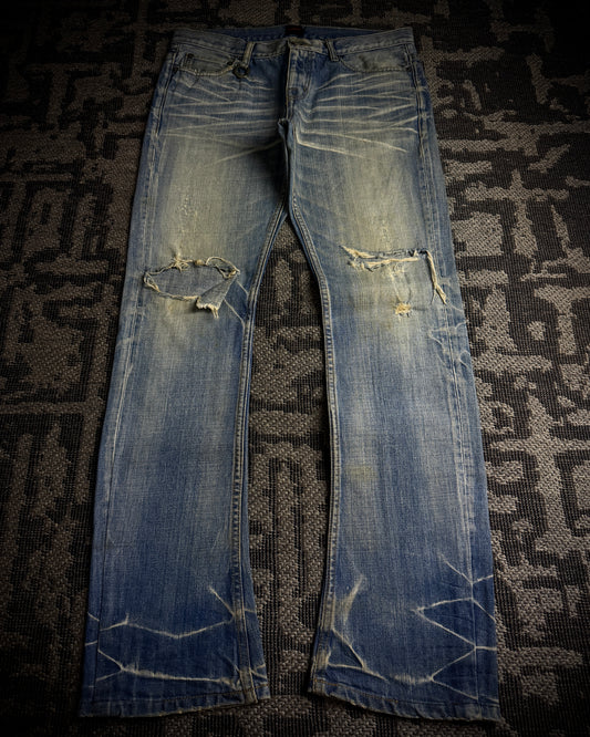 Jackrose Faded Destroyed Boot Cut Jeans