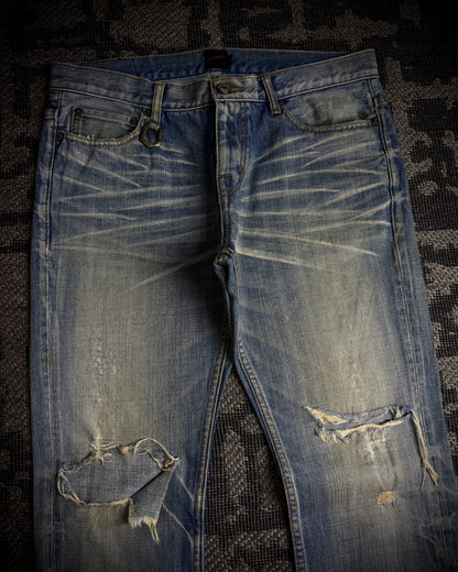 Jackrose Faded Destroyed Boot Cut Jeans