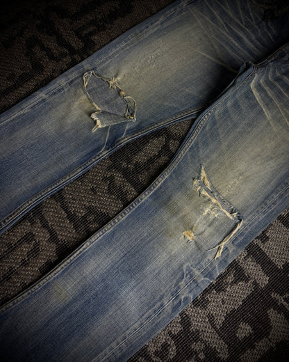 Jackrose Faded Destroyed Boot Cut Jeans