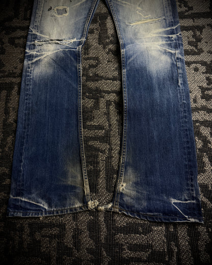 Jackrose Faded Distressed Boot Cut Jeans