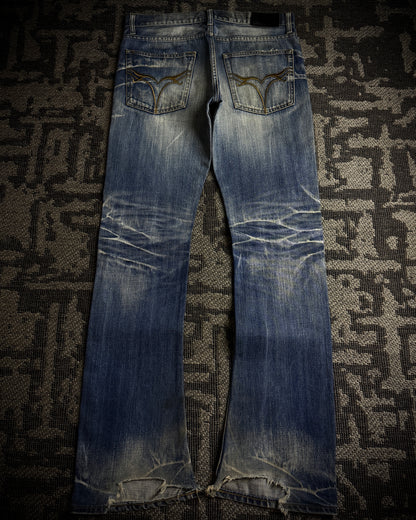 Jackrose Faded Distressed Boot Cut Jeans