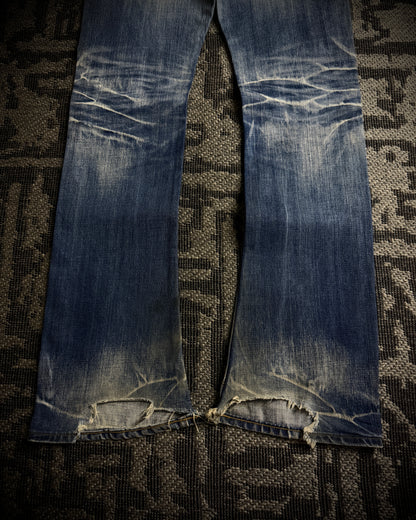 Jackrose Faded Distressed Boot Cut Jeans