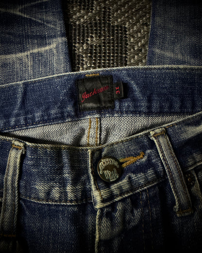 Jackrose Faded Distressed Boot Cut Jeans