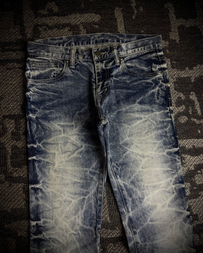 Tornado Mart Heavy Cracked Slim Boot Cut Jeans
