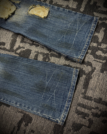 In The Attic Dirty Distressed Multi-Zip Bootcut Denim