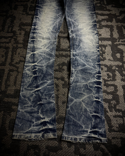 Tornado Mart Heavy Cracked Slim Boot Cut Jeans
