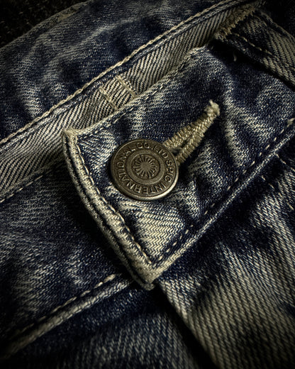 Tornado Mart Heavy Cracked Slim Boot Cut Jeans