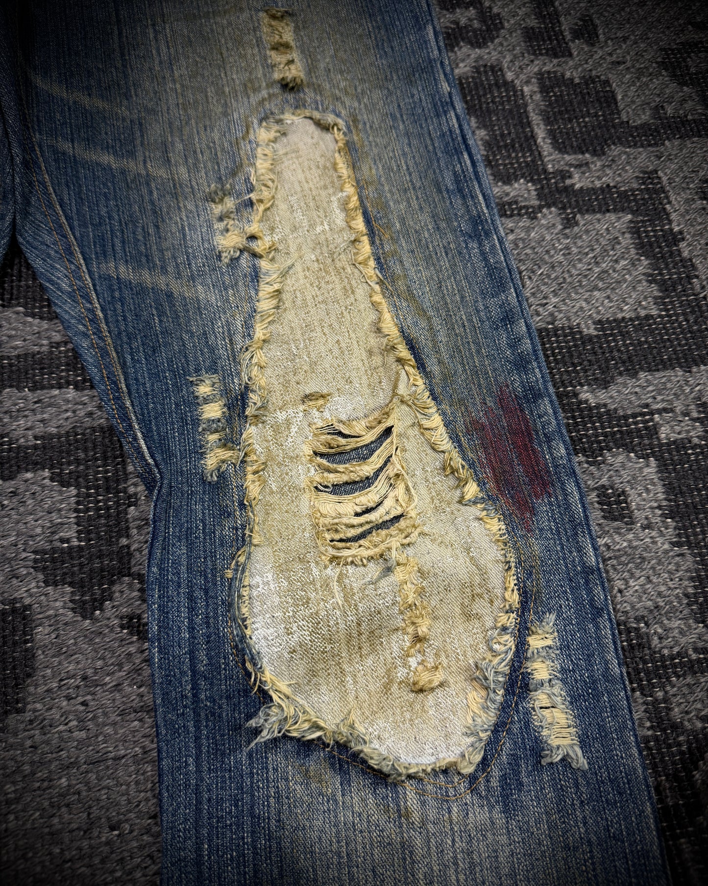 In The Attic Dirty Distressed Multi-Zip Bootcut Denim