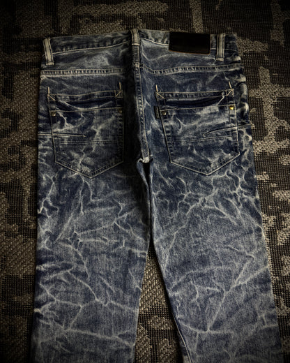 Tornado Mart Heavy Cracked Slim Boot Cut Jeans