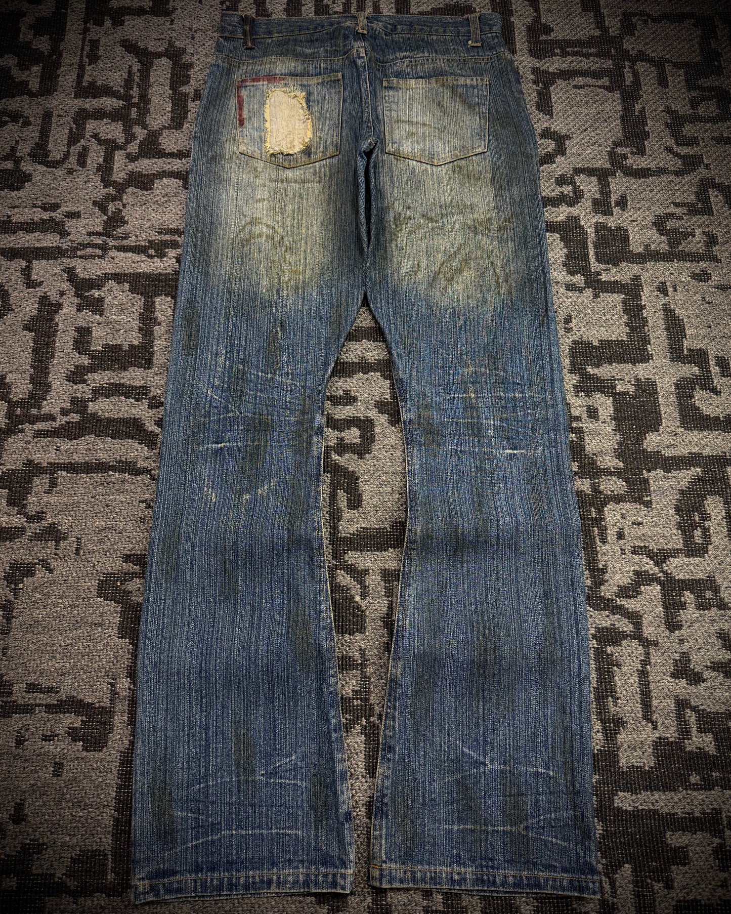 In The Attic Dirty Distressed Multi-Zip Bootcut Denim