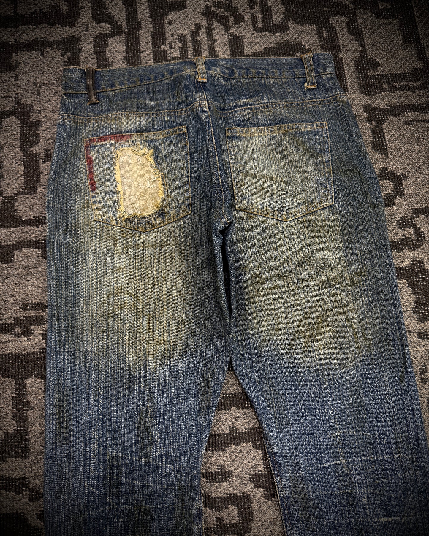 In The Attic Dirty Distressed Multi-Zip Bootcut Denim