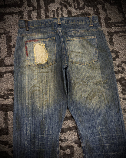 In The Attic Dirty Distressed Multi-Zip Bootcut Denim