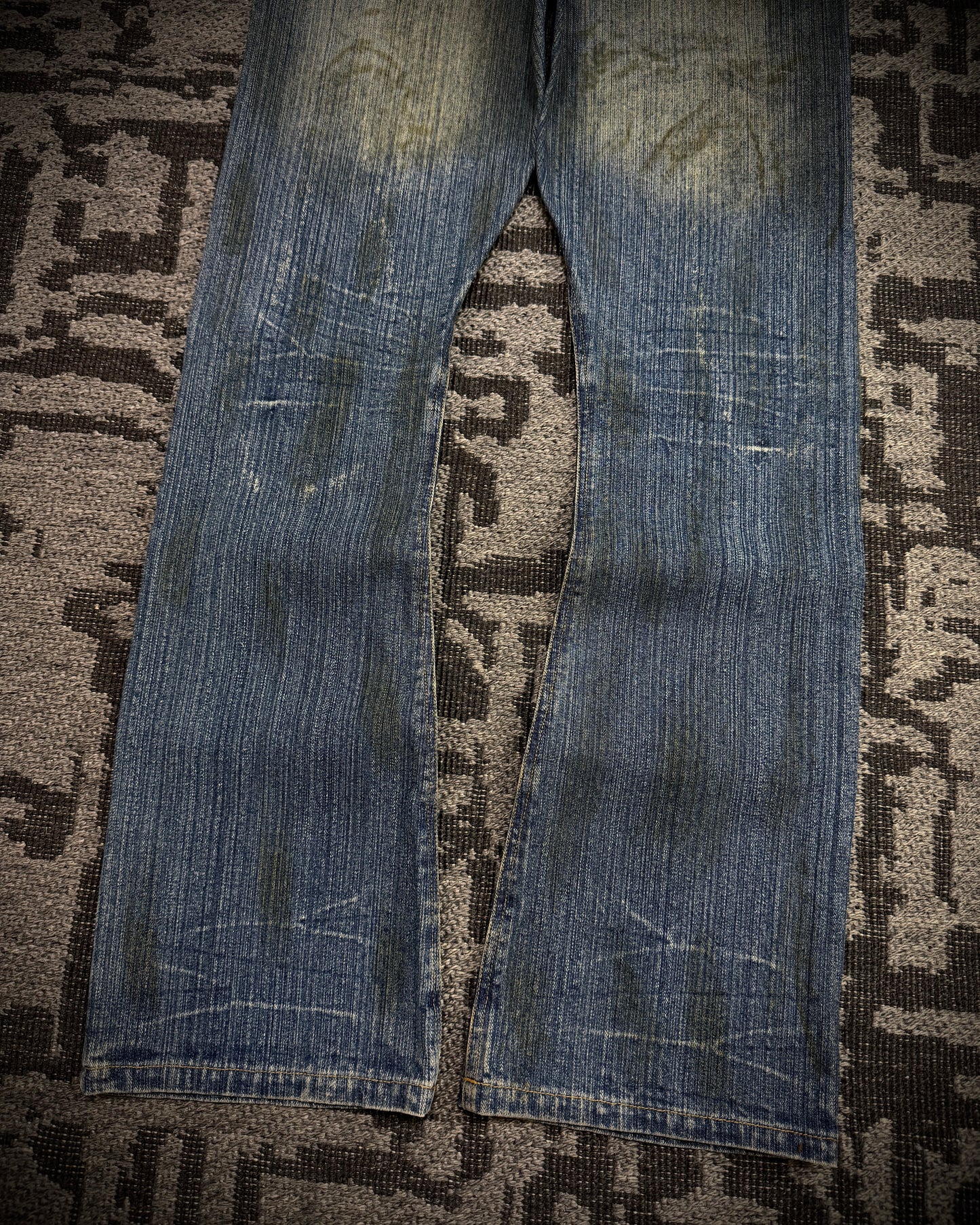 In The Attic Dirty Distressed Multi-Zip Bootcut Denim