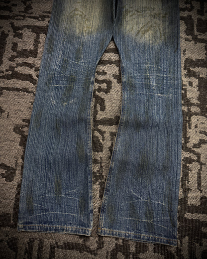 In The Attic Dirty Distressed Multi-Zip Bootcut Denim