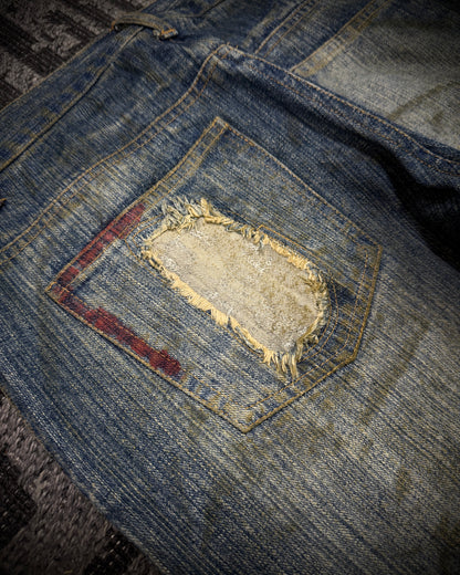 In The Attic Dirty Distressed Multi-Zip Bootcut Denim