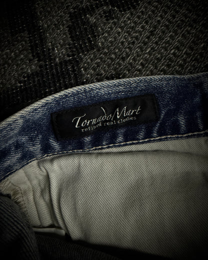 Tornado Mart Heavy Cracked Slim Boot Cut Jeans