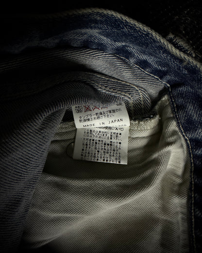 Tornado Mart Heavy Cracked Slim Boot Cut Jeans