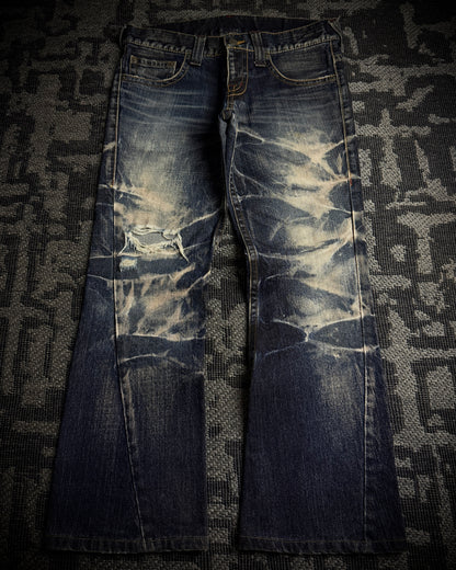 Tornado Mart Faded Distressed Boot Cut Jeans