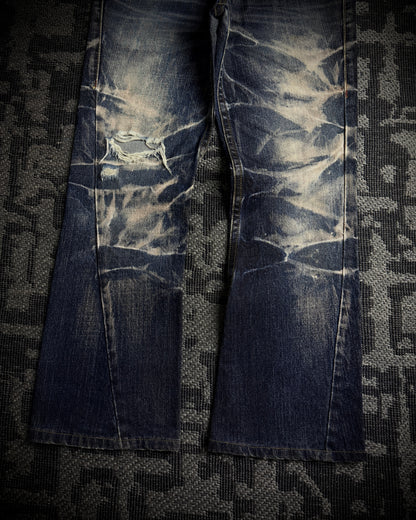 Tornado Mart Faded Distressed Boot Cut Jeans