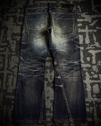 Tornado Mart Faded Distressed Boot Cut Jeans