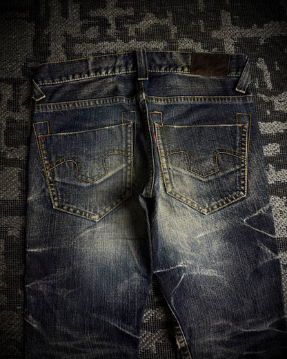Tornado Mart Faded Distressed Boot Cut Jeans