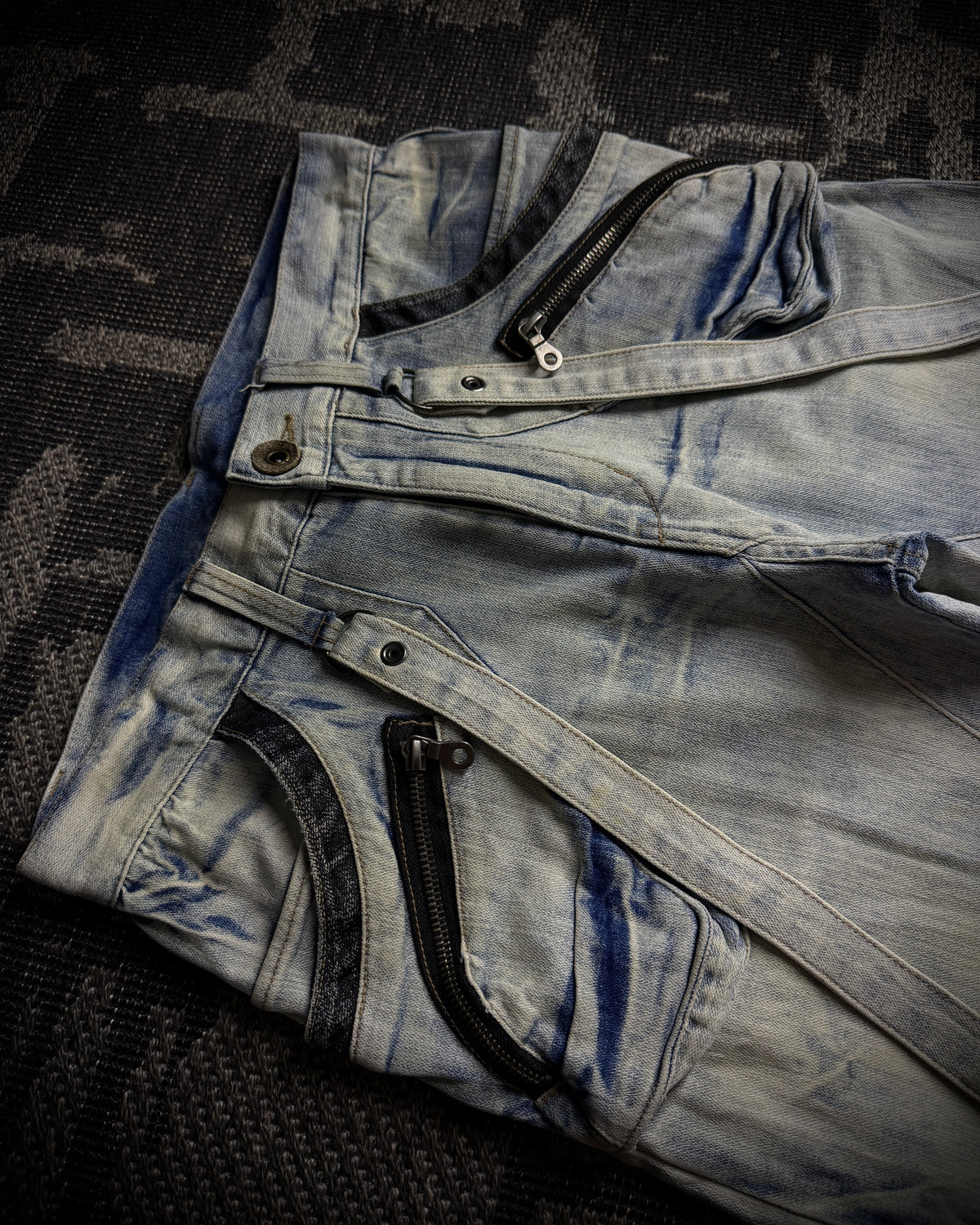 PPFM Curved Cargo Strap Jeans