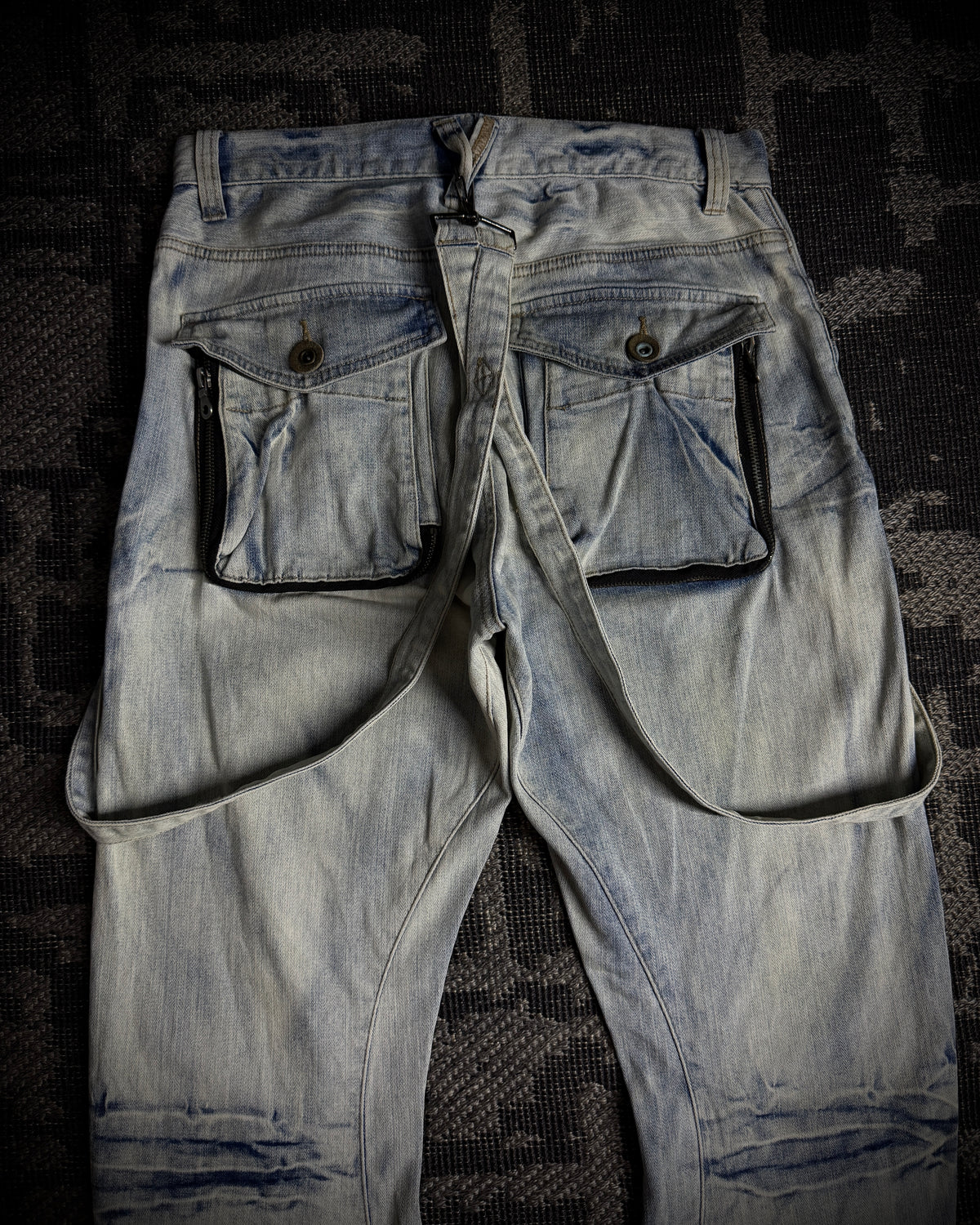 PPFM Curved Cargo Strap Jeans
