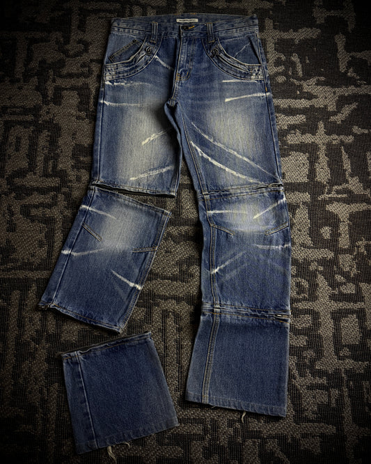 Semantic Design Wraparound Zip Convertible Jeans