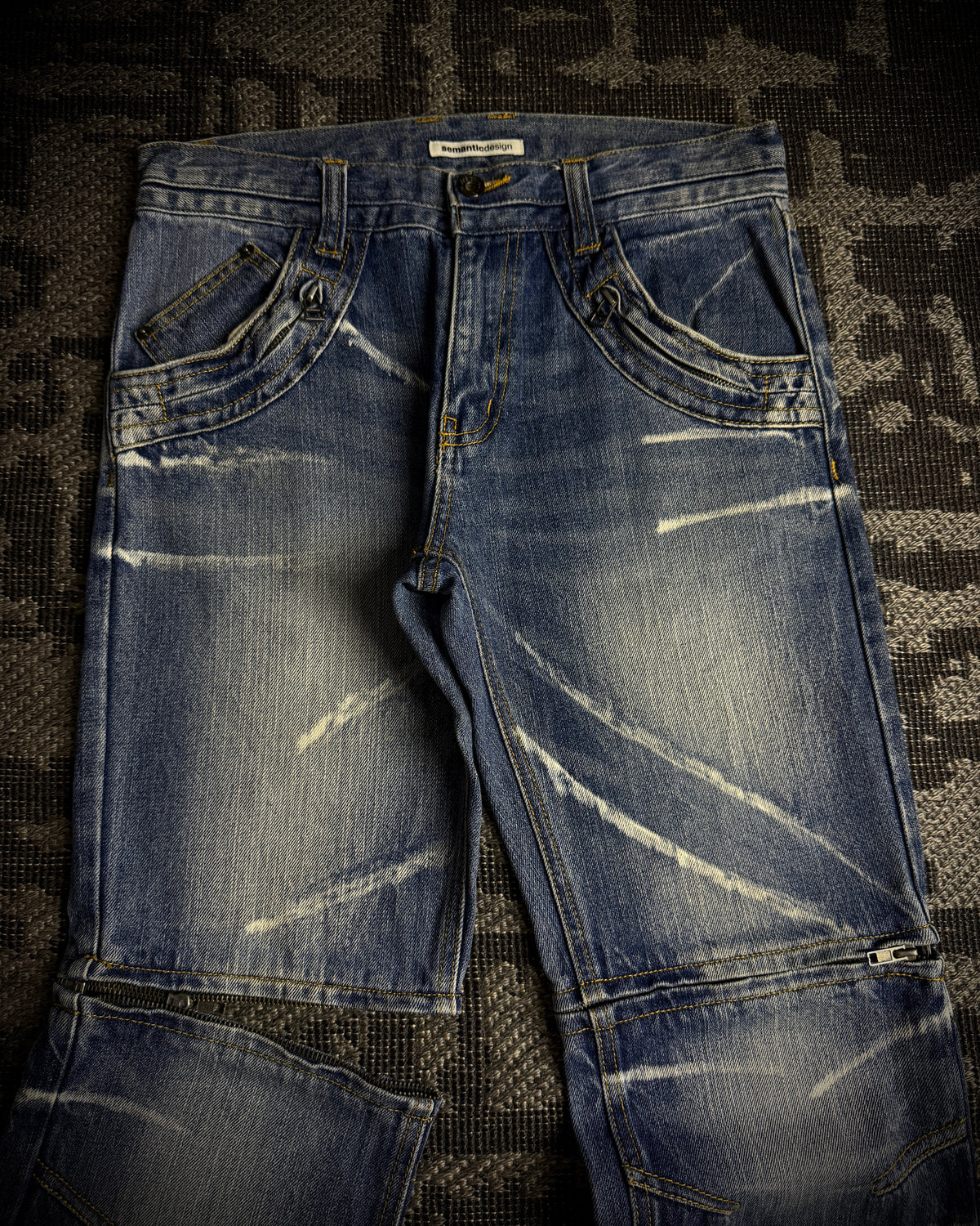 Semantic Design Wraparound Zip Convertible Jeans