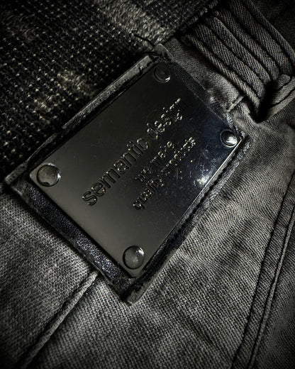 Semantic Design Multi-Zip Distressed Boot Cut Jeans