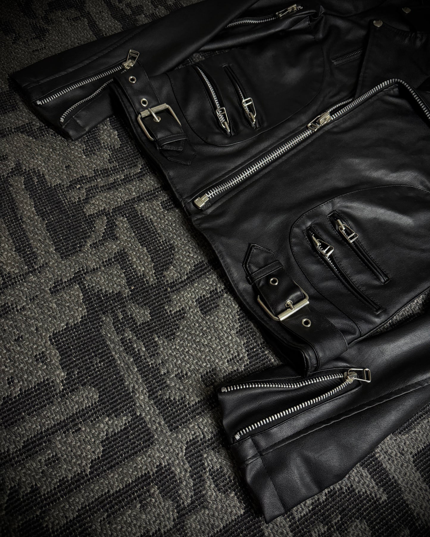 Attachment Multi-zip leather biker jacket