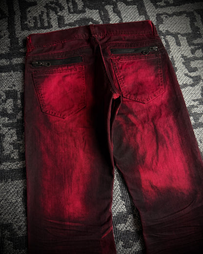 In The Attic Faded Red Distressed Bootcut Denim